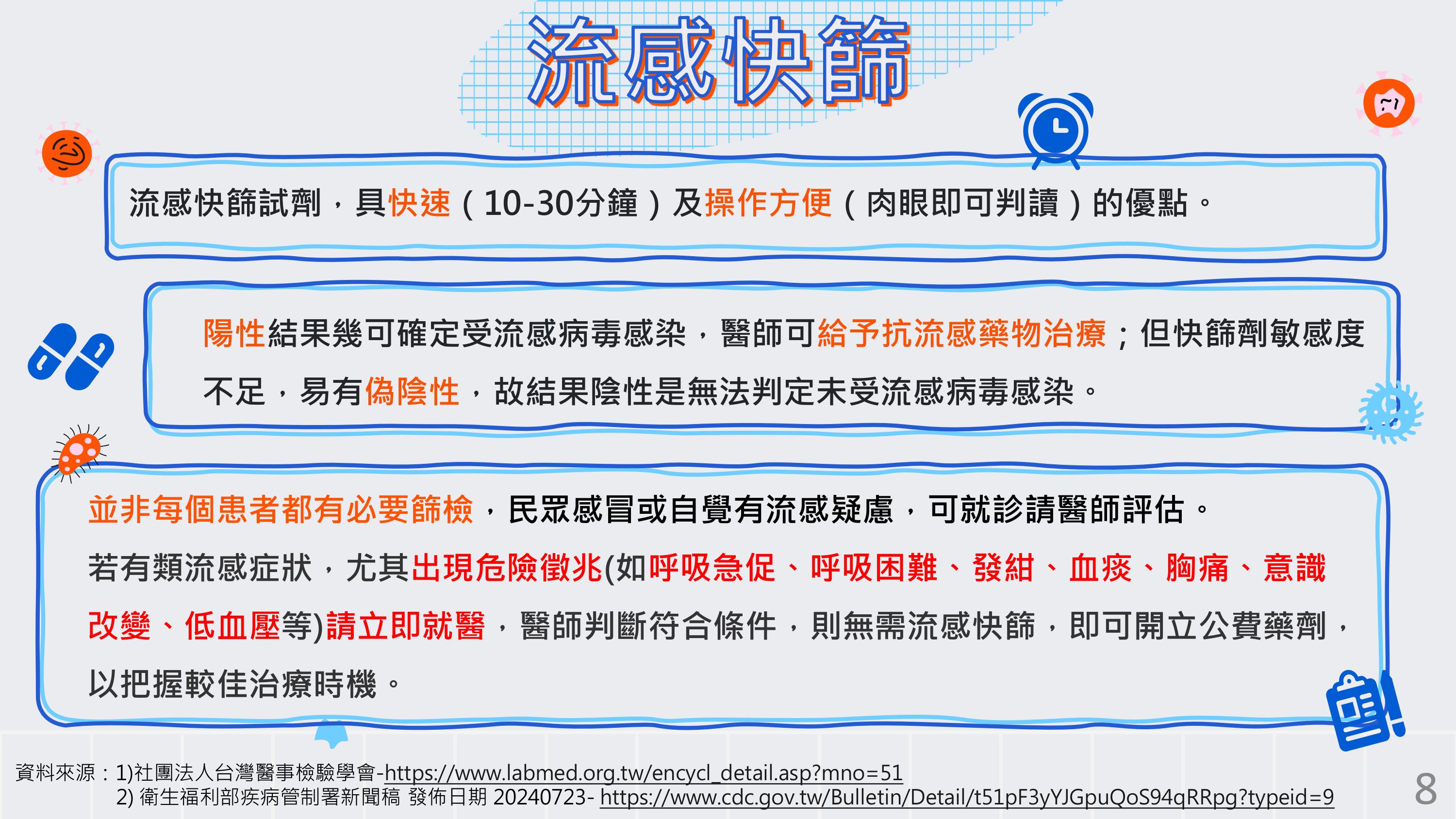 流感快篩-衛福部疾管署宣導海報